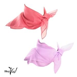 50s Style Sheer Chiffon Square Scarves Set w 1 Lilac and 1 Pink Scarf - Hey Viv